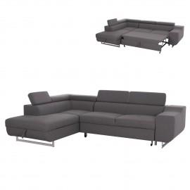 ΓΩΝΙΑΚΟΣ ΚΑΝΑΠΕΣ-ΚΡΕΒΑΤΙ ΜΕ ΑΠΟΘ.ΧΩΡΟ ENCORE HM3301.01L ΓΚΡΙ ΥΦΑΣΜΑ 285x205x90Υεκ.