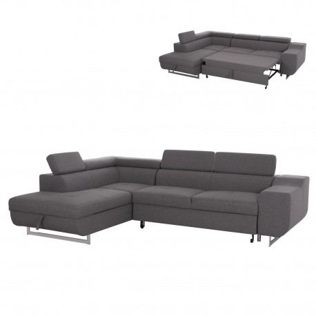 ΓΩΝΙΑΚΟΣ ΚΑΝΑΠΕΣ-ΚΡΕΒΑΤΙ ΜΕ ΑΠΟΘ.ΧΩΡΟ ENCORE HM3301.01L ΓΚΡΙ ΥΦΑΣΜΑ 285x205x90Υεκ.