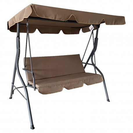 15450012 Κούνια ArteLibre LEMONA Μόκα/Γκρι Μέταλλο/Polyester 174x110x200cm Καφέ/Γκρι
