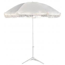 15450031 Ομπρέλα Παραλίας ArteLibre BOHERA Λευκό Μέταλλο/Μακραμέ Ύφασμα Φ180x200cm Λευκό