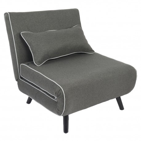 14770120 Πολυθρόνα Κρεβάτι ArteLibre CALISTA Γκρι/Γκρι Ανοιχτό Ύφασμα/Ξύλο/Μέταλλο 78x200x28cm Γκρι