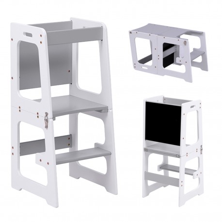 ΠΥΡΓΟΣ ΕΚΜΑΘΗΣΗΣ ΜΕ ΠΙΝΑΚΑ RICKI HM18345.03 ΞΥΛΟ ΠΕΥΚΟΥ ΛΕΥΚΟ/ΓΚΡΙ 37x40x84Υεκ