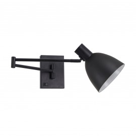 77-8384 SE21-BL-52-MS2 ADEPT WALL LAMP Black Wall Lamp with Switcher and Black Metal Shade+