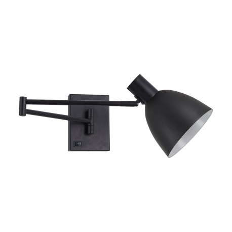 77-8384 SE21-BL-52-MS2 ADEPT WALL LAMP Black Wall Lamp with Switcher and Black Metal Shade+