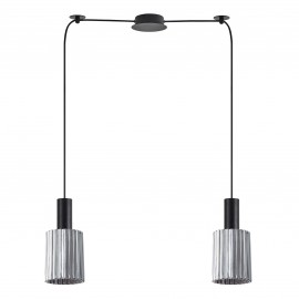 77-8486 SE21-BL-4-BL2-GL1 ADEPT TUBE Black Pendant Smoked Glass+