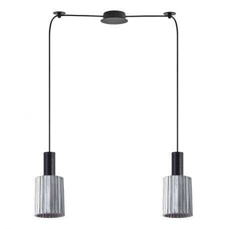 77-8486 SE21-BL-4-BL2-GL1 ADEPT TUBE Black Pendant Smoked Glass+