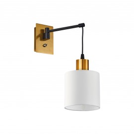 77-8875 SE21-GM-9-SH1 ADEPT WALL LAMP Gold Matt and Black Metal Wall Lamp White Shade+