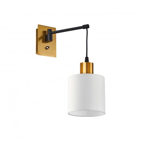 77-8875 SE21-GM-9-SH1 ADEPT WALL LAMP Gold Matt and Black Metal Wall Lamp White Shade+