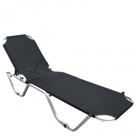 15450003 Ξαπλώστρα Παραλίας ArteLibre ADRENOX Μαύρο/Ασημί Αλουμίνιο/Textilene 195x60x30cm Μαύρο/Ασημί