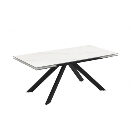 TI-PERLA-10 Επεκτεινόμενο κεραμικό τραπέζι δείπνου PERLA Λευκό μάρμαρο 140+30+30x80x76