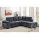 Ε9503,20 FLEXY Καναπές Αριστερή Γωνία - Κρεβάτι, με Χώρους Αποθήκευσης φωτιζόμενο, Ύφασμα Ανθρακί