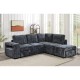 Ε9503,20 FLEXY Καναπές Αριστερή Γωνία - Κρεβάτι, με Χώρους Αποθήκευσης φωτιζόμενο, Ύφασμα Ανθρακί