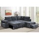 Ε9503,20 FLEXY Καναπές Αριστερή Γωνία - Κρεβάτι, με Χώρους Αποθήκευσης φωτιζόμενο, Ύφασμα Ανθρακί