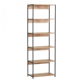 085-000040 Βιβλιοθήκη Kaliano pakoworld oak-μαύρο μέταλλο 59.5x35x176.5εκ