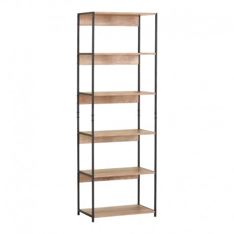 085-000040 Βιβλιοθήκη Kaliano pakoworld oak-μαύρο μέταλλο 59.5x35x176.5εκ