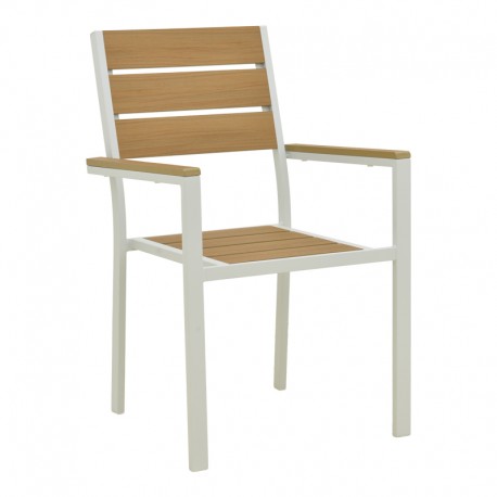 288-000034 Πολυθρόνα Breze pakoworld στοιβαζόμενη plywood σε φυσική-αλουμίνιο σε λευκή απόχρωση 57.5x60x88εκ