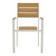 288-000034 Πολυθρόνα Breze pakoworld στοιβαζόμενη plywood σε φυσική-αλουμίνιο σε λευκή απόχρωση 57.5x60x88εκ