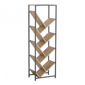 085-000034 Βιβλιοθήκη Orunta pakoworld oak- μαύρο μέταλλο 40x26.5x125εκ