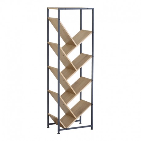 085-000034 Βιβλιοθήκη Orunta pakoworld oak- μαύρο μέταλλο 40x26.5x125εκ