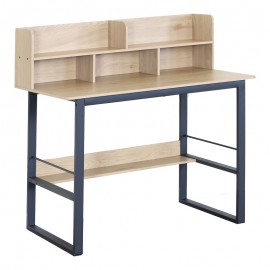 085-000032 Γραφείο εργασίας Biuro pakoworld oak- μαύρο μέταλλο 120x60x103εκ