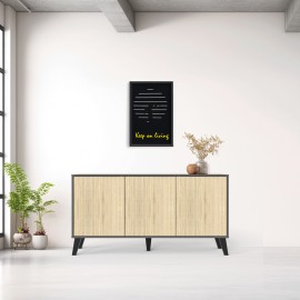 248-000029 Μπουφές Billie pakoworld ανθρακί-sonoma 149x40x77εκ