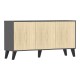 248-000029 Μπουφές Billie pakoworld ανθρακί-sonoma 149x40x77εκ