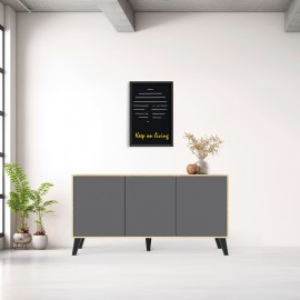 248-000034 Μπουφές Billie pakoworld sonoma-ανθρακί149x40x77εκ
