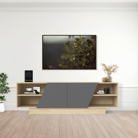 248-000030 Έπιπλο τηλεόρασης Stevie pakoworld sonoma-ανθρακί 160x40x50εκ