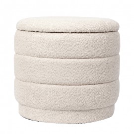 257-000044 Σκαμπό-μπαούλο Bettia pakoworld μπουκλέ ιβουάρ Φ41x38.5εκ