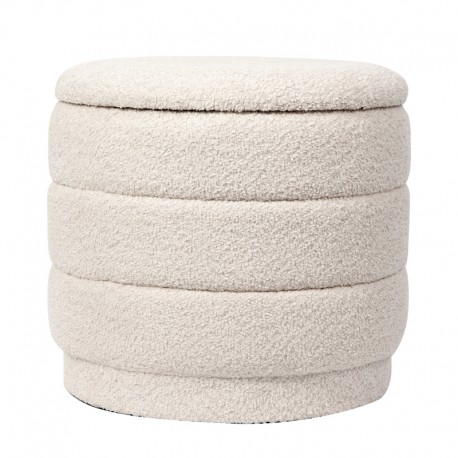 257-000044 Σκαμπό-μπαούλο Bettia pakoworld μπουκλέ ιβουάρ Φ41x38.5εκ