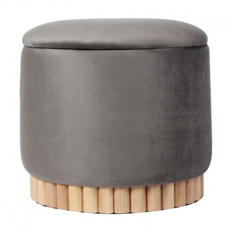 257-000047 Σκαμπό-μπαούλο Terina pakoworld βελούδο γκρι Φ46x42εκ