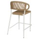 14840125 Σκαμπό Bar ArteLibre CEBU Λευκό/Φυσικό Αλουμίνιο/Rattan 60x60x99cm Φυσικό/Λευκό