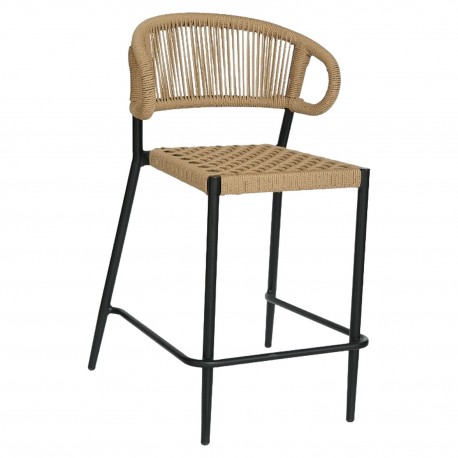 14840126 Σκαμπό Bar ArteLibre CEBU Μαύρο/Φυσικό Αλουμίνιο/Rattan 60x60x99cm Φυσικό/Μαύρο