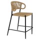 14840126 Σκαμπό Bar ArteLibre CEBU Μαύρο/Φυσικό Αλουμίνιο/Rattan 60x60x99cm Φυσικό/Μαύρο