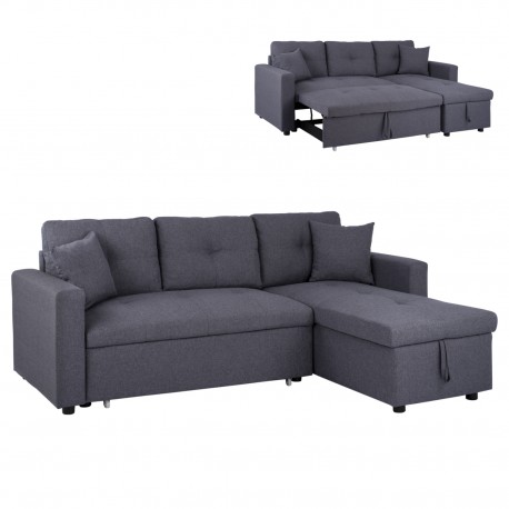 ΚΑΝΑΠΕΣ ΓΩΝΙΑ ΚΡΕΒΑΤΙ WAYNE 224x147x85Υεκ. HM3028.11 ΓΚΡΙ ΥΦΑΣΜΑ