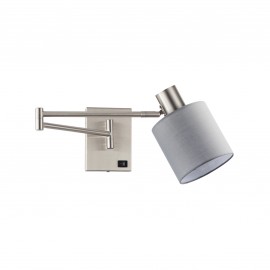 77-8373 SE21-NM-52-SH2 ADEPT WALL LAMP Nickel Matt Wall lamp with Switcher and Grey Shade+