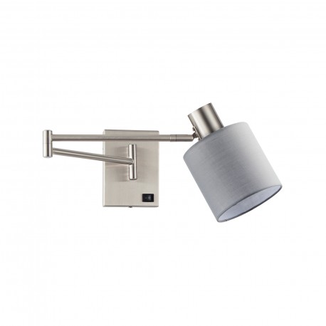 77-8373 SE21-NM-52-SH2 ADEPT WALL LAMP Nickel Matt Wall lamp with Switcher and Grey Shade+