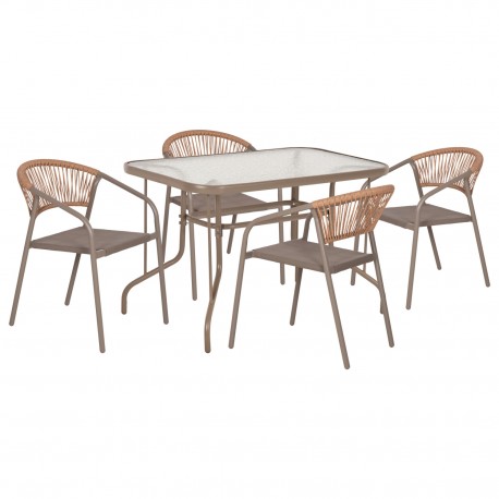 ΣΕΤ ΤΡΑΠΕΖΑΡΙΑΣ 5ΤΜΧ ADAM HM10727.04 ΚΑΡΕΚΛΕΣ ΜΕΤΑΛΛΙΚΕΣ & ΤΡΑΠΕΖΙ 110x60εκ ΣΑΜΠΑΝΙ