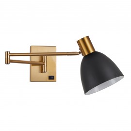 77-8367 SE21-GM-52-MS2 ADEPT WALL LAMP Gold Matt Wall lamp with Switcher and Black Metal Shade+