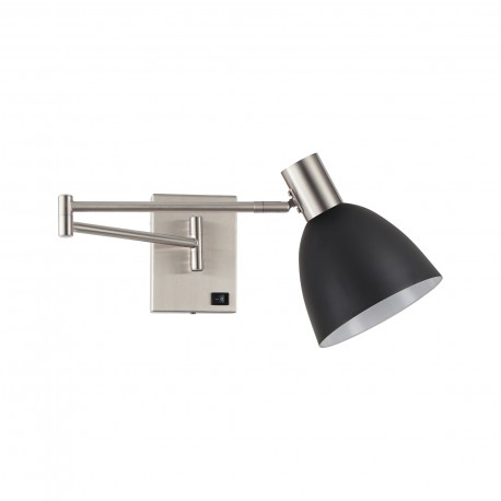 77-8376 SE21-NM-52-MS2 ADEPT WALL LAMP Nickel Matt Wall lamp with Switcher and Black Metal Shade+