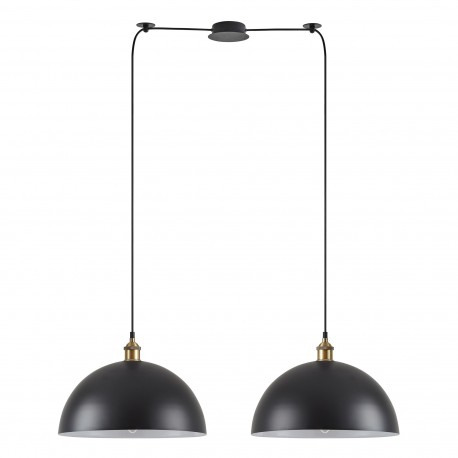 77-8698 SE21-BR-10-BL2-MS40 MAGNUM Bronze Metal Pendant Black Shade with Black Fabric Cable+