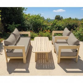 Ε2366,2 FLORIDA Living Set Σαλόνι Καθιστικό Κήπου-Βεράντας (4τ), Acacia, Μαξιλάρια Cappuccino