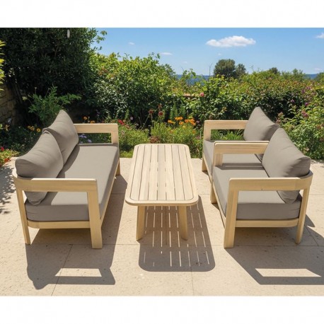 Ε2366,2 FLORIDA Living Set Σαλόνι Καθιστικό Κήπου-Βεράντας (4τ), Acacia, Μαξιλάρια Cappuccino