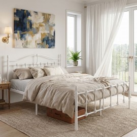 386-000012 Κρεβάτι Wotso pakoworld μεταλλικό λευκό 150x200εκ