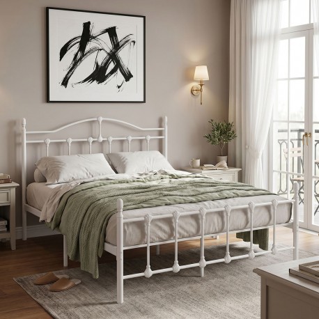 386-000011 Κρεβάτι Wotso pakoworld μεταλλικό λευκο 140x200εκ