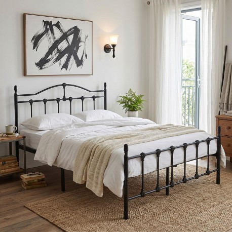 386-000010 Κρεβάτι Wotso pakoworld μεταλλικό μαύρο 140x200εκ