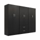 383-000194 Ντουλάπα εξάφυλλη Athos Ι pakoworld wenge 240x42x180εκ