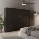 383-000191 Ντουλάπα εξάφυλλη με συρτάρια Athos pakoworld wenge 240x42x180εκ