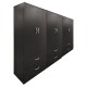 383-000191 Ντουλάπα εξάφυλλη με συρτάρια Athos pakoworld wenge 240x42x180εκ