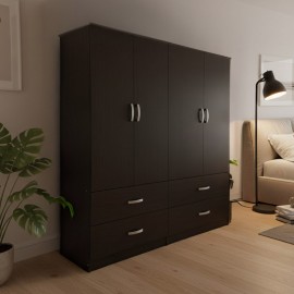 383-000190 Ντουλάπα τετράφυλλη με συρτάρια Athos pakoworld wenge 160x42x180εκ